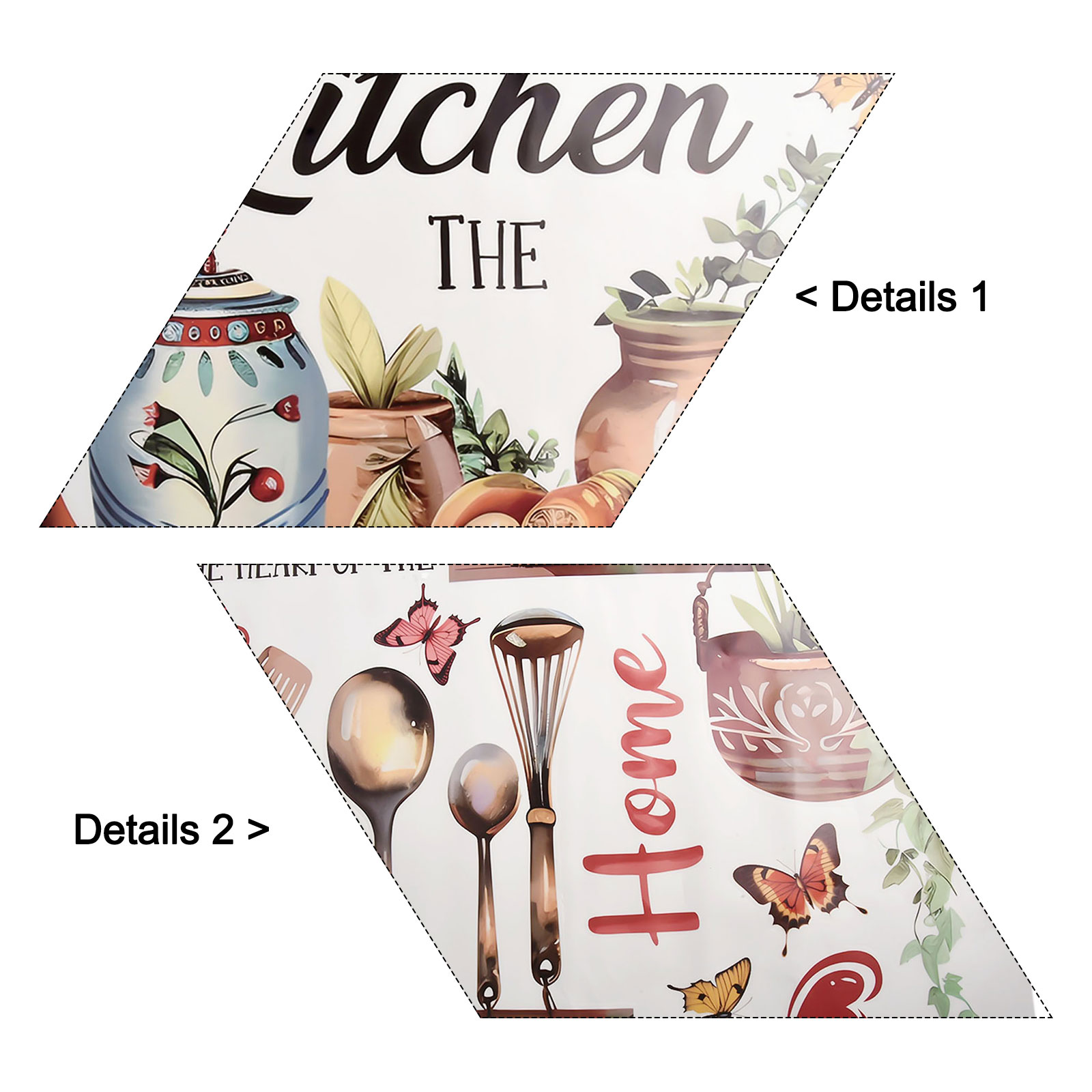 Commercial Kitchen Interior - Floral Design PVC Wall Sticker for