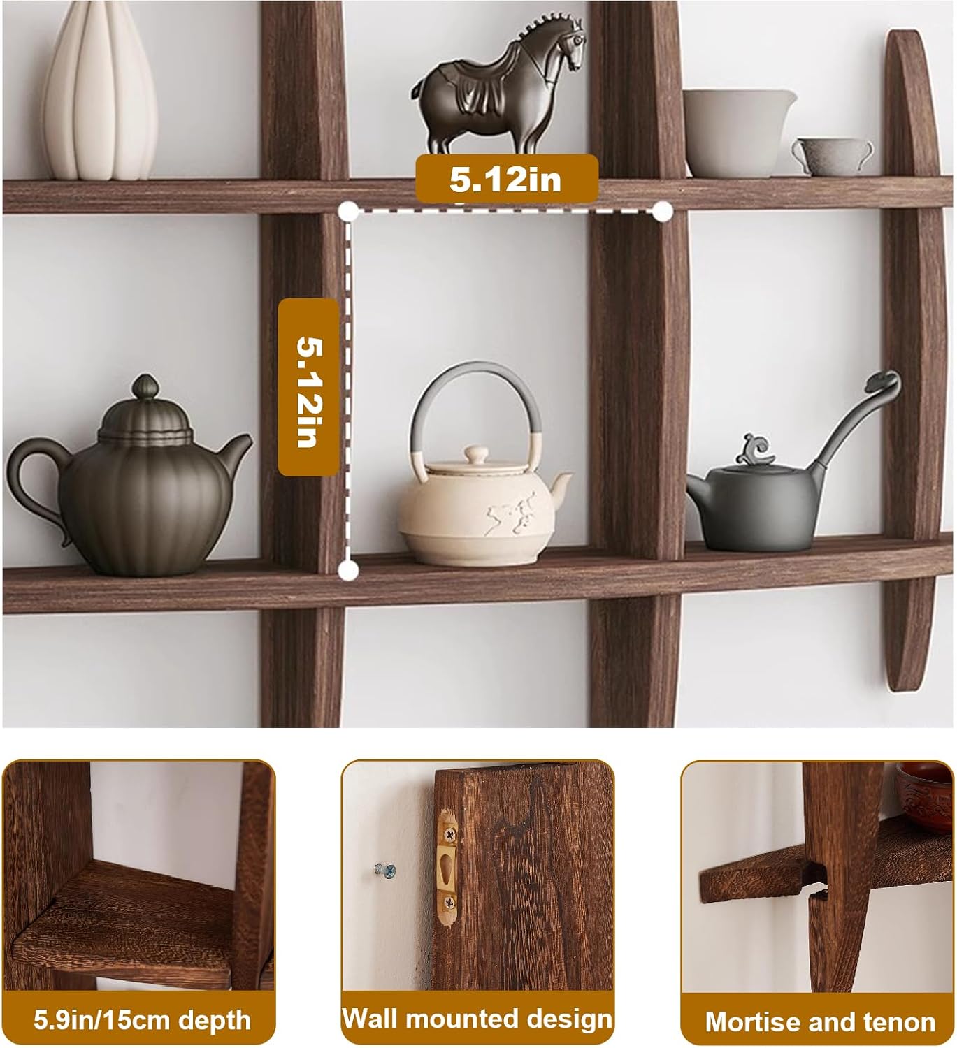 Solid Wood Chinese Tea Cup Hol - Commercial Kitchen Wall Shelves ulasan dan harga