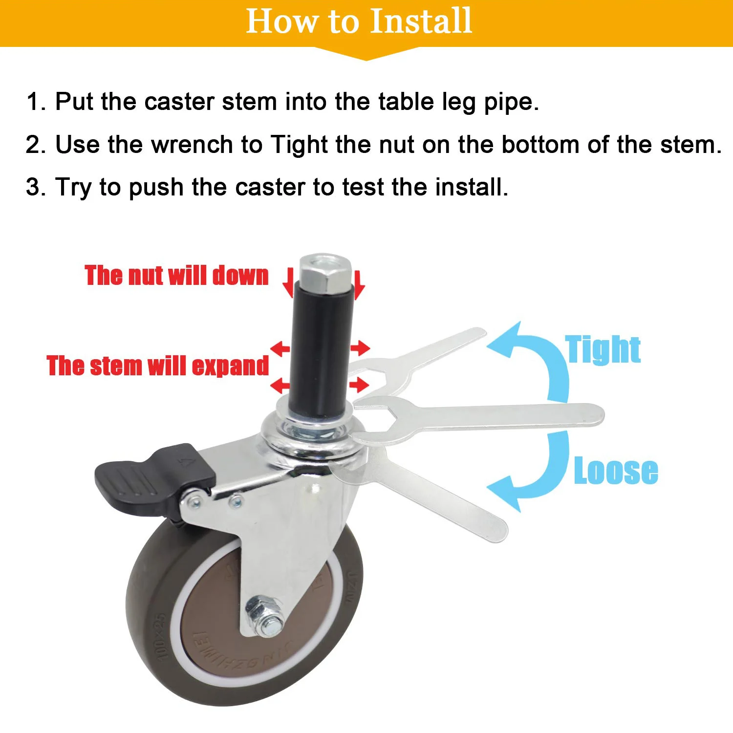 4Pcs Expanding Stem Casters, T - Commercial Kitchen Youtube ulasan dan harga