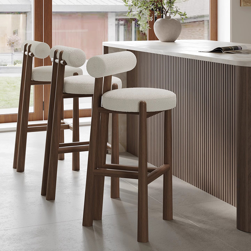 Modern Wood Backrest Bar Chair - Commercial Kitchen Interior ulasan dan harga