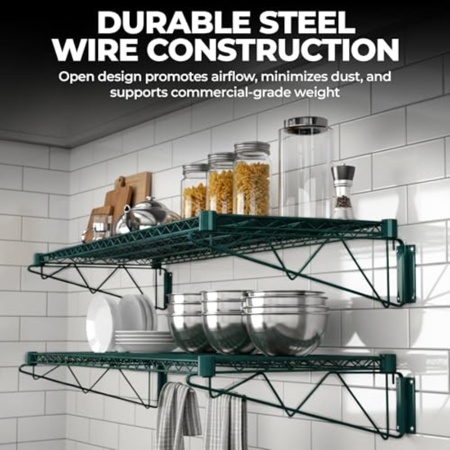 48x14 Epoxy-Coated Green Wire  - Commercial Kitchen Wall Shelves ulasan dan harga