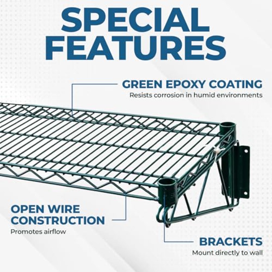 48x14 Epoxy-Coated Green Wire  - Commercial Kitchen Wall Shelves ulasan dan harga