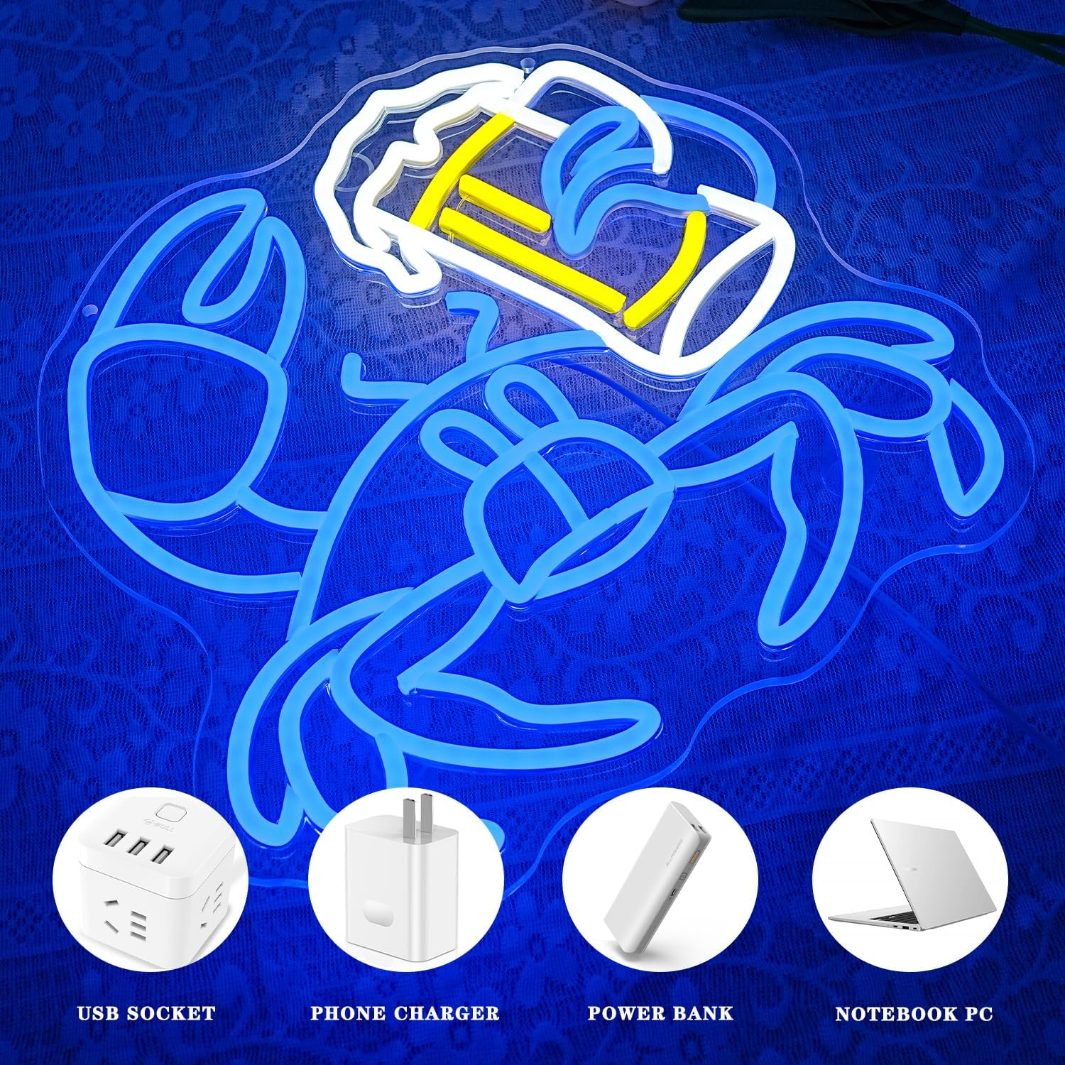Crab Beer LED Neon Sign USB Po - Commercial Kitchen Youtube ulasan dan harga